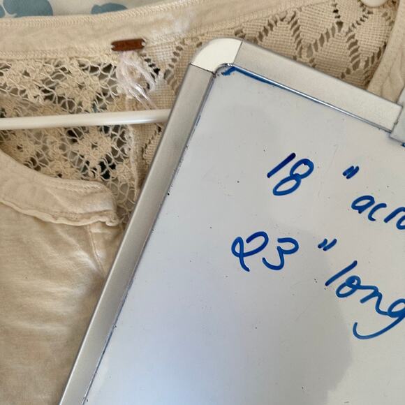 Free People Bohemian Top Womens SMALL Patchwork Lace Back Peasant Hippie Ivory - Picture 11 of 11